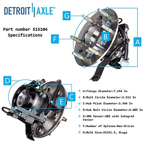 Detroit Axle - 2WD Front Wheel Hubs Ball Joints for Chevy Colorado GMC Canyon — image 8