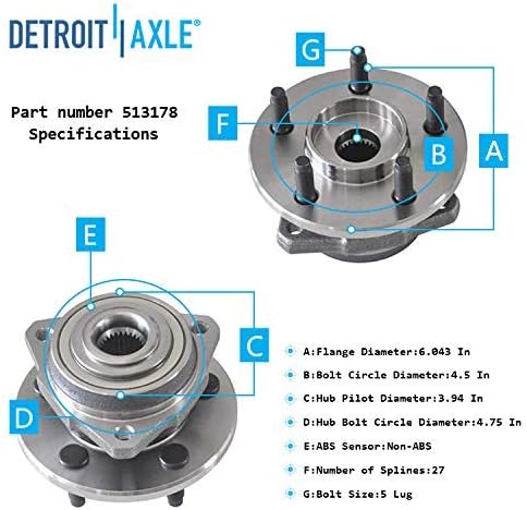 Detroit Axle - Front Wheel Hubs Lower Ball Joints Kit for 2002-2004 Jeep Liberty — image 8