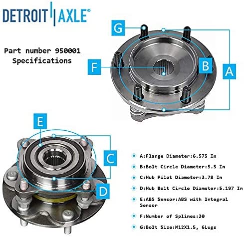 Detroit Axle - Front Wheel Hubs for Lexus 4Runner FJ Cruiser Tacoma GX460 GX470 — image 9