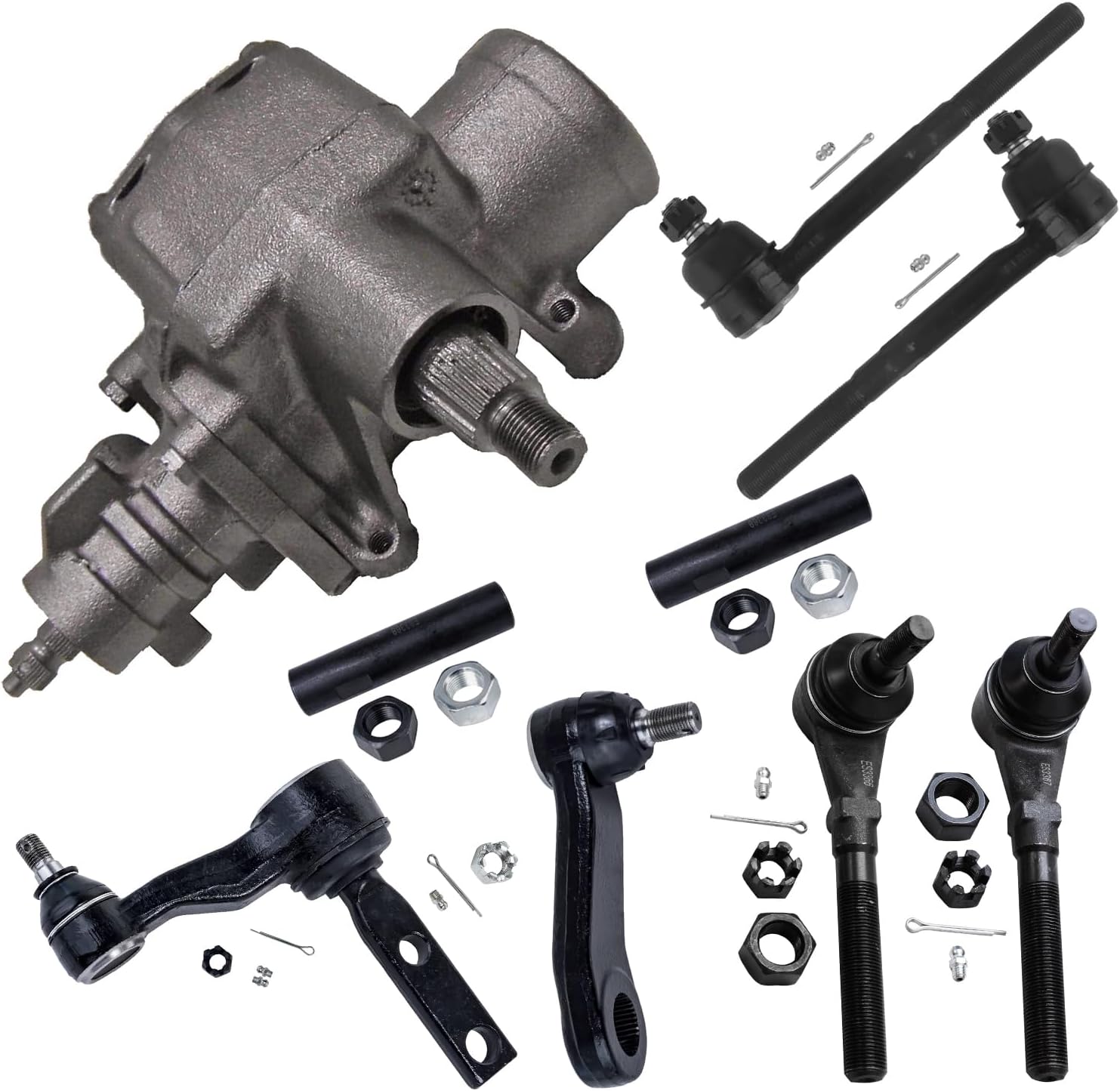 9pc Gear Box Pitman & Idler Arms Tie Rods Adjusting Sleeves Suspension Kit
