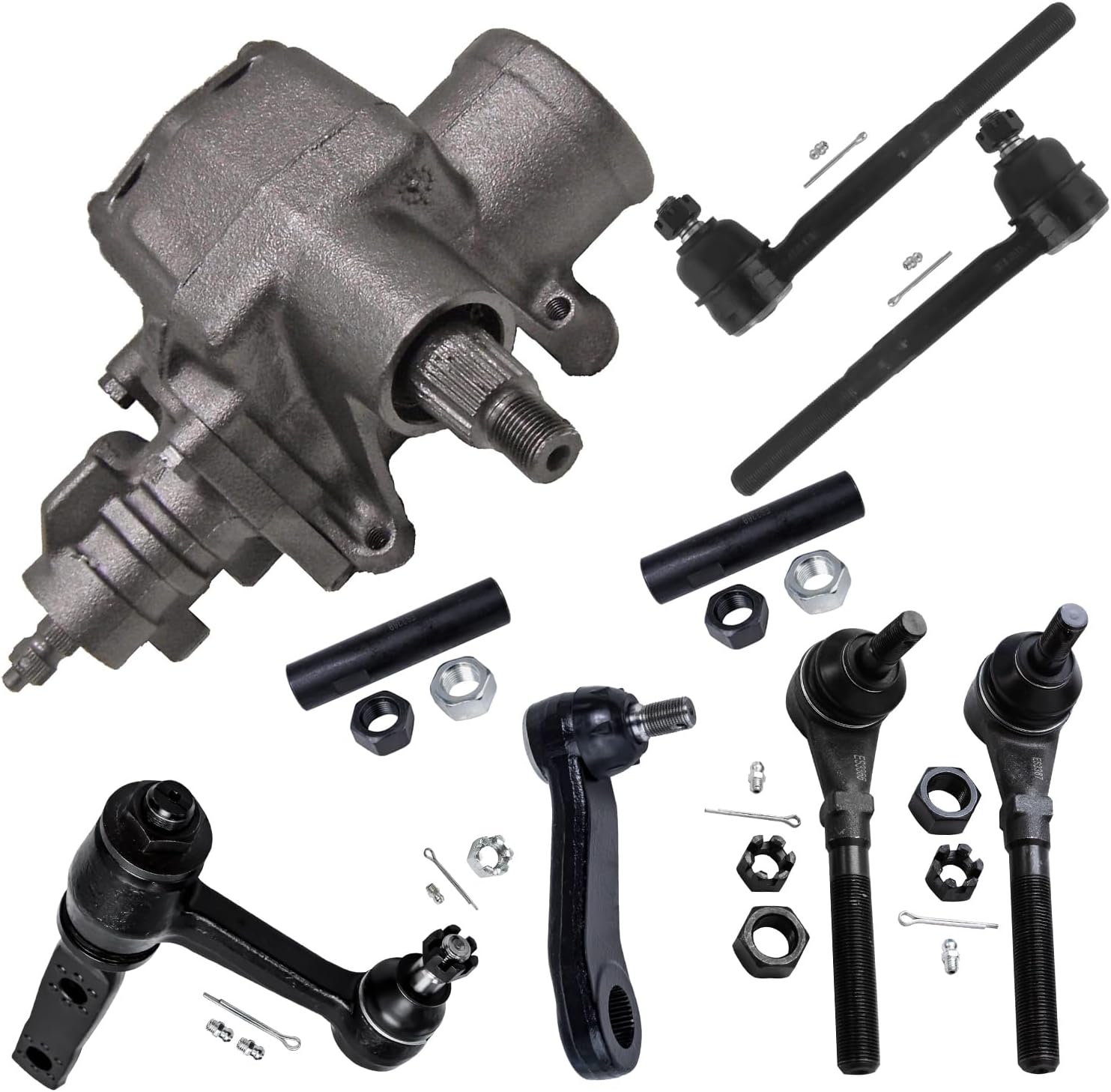 9pc Gear Box Pitman & Idler Arms Tie Rods Adjusting Sleeves Suspension Kit
