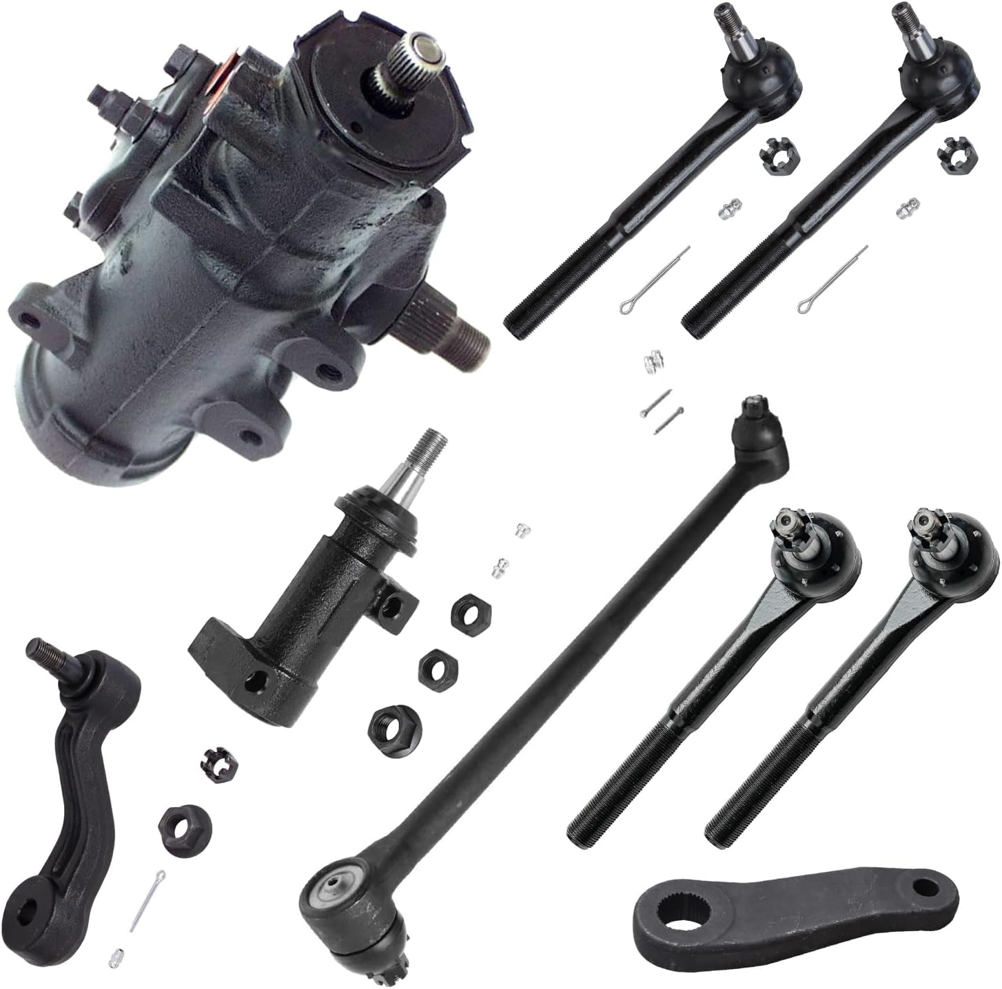 9pc Front Gear Box Drag Link Tie Rods Pitman and Idler Arms Suspension Kit