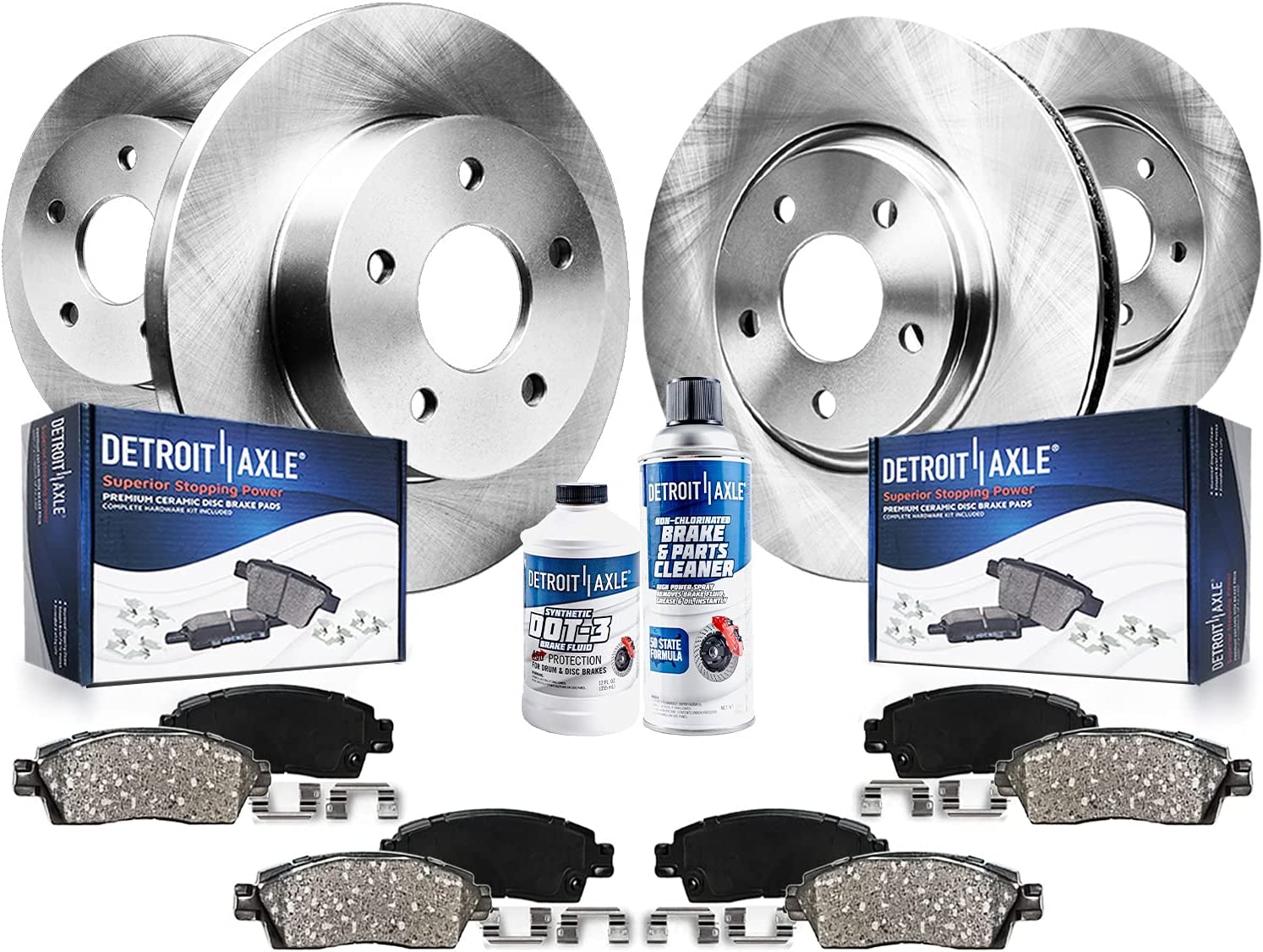 Detroit Axle - Front Rear Disc Rotors + Pads for Hyundai Sonata Kia Optima