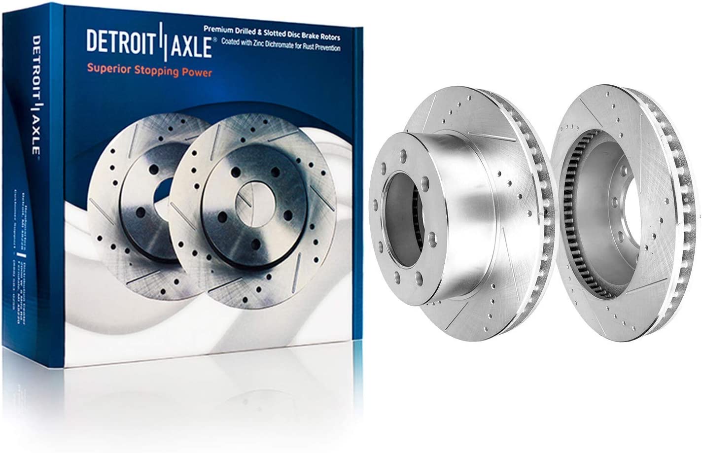Detroit Axle - Front Rear Drilled Rotors Pads for Silerado Sierra Suburban — image 4