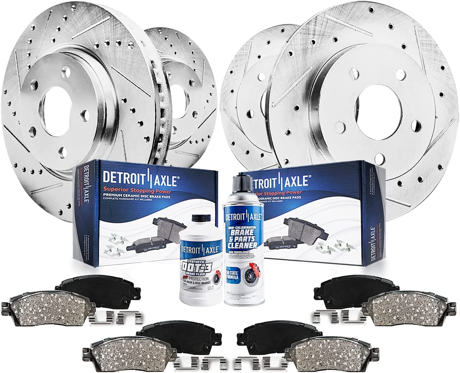 Detroit Axle - Front Rear Drilled Brake Kit for Sebring Avenger Caliber Compass