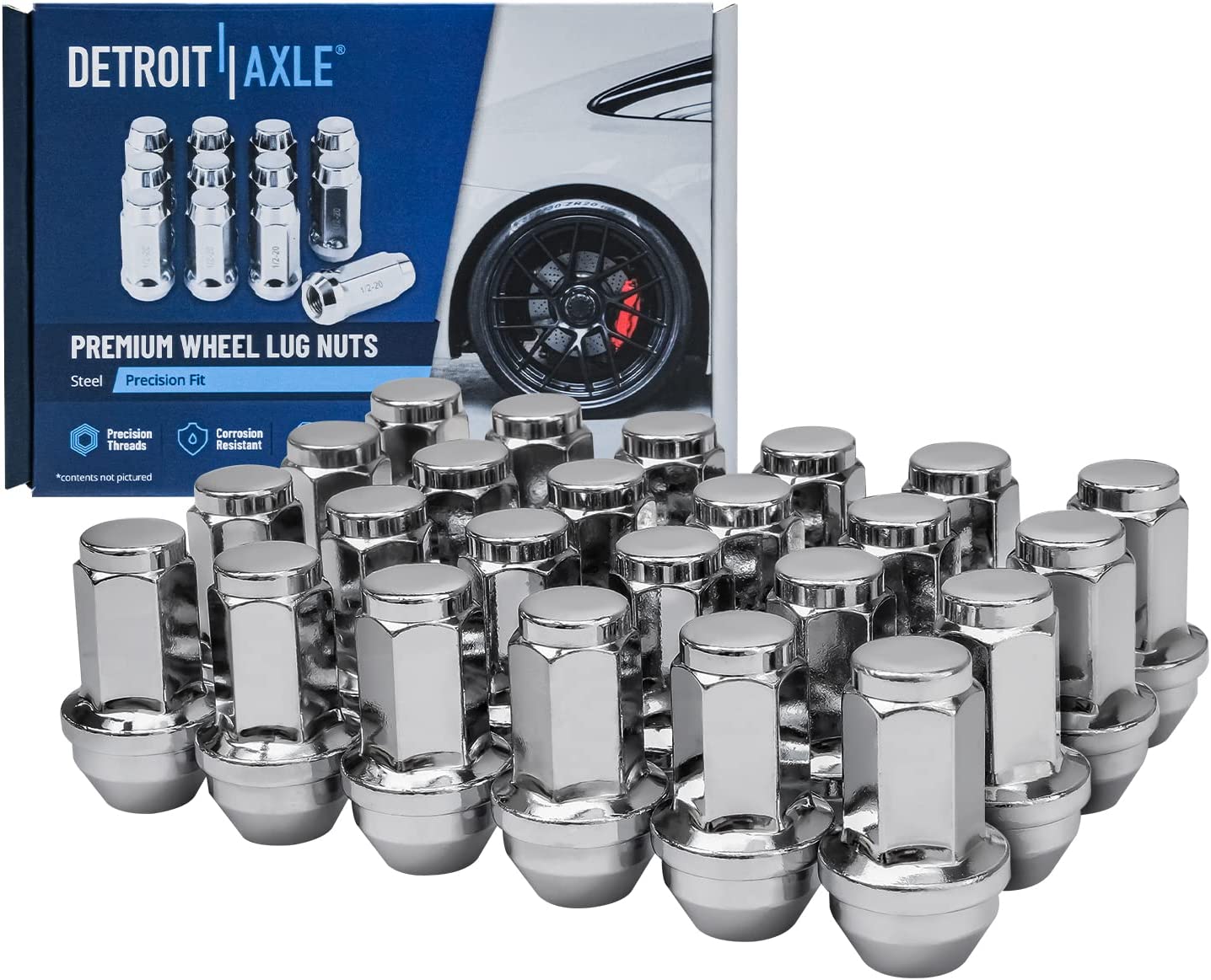 Detroit Axle - 24pc 4WD Chrome Wheel Lug Nuts for Ford Expedition Navigator