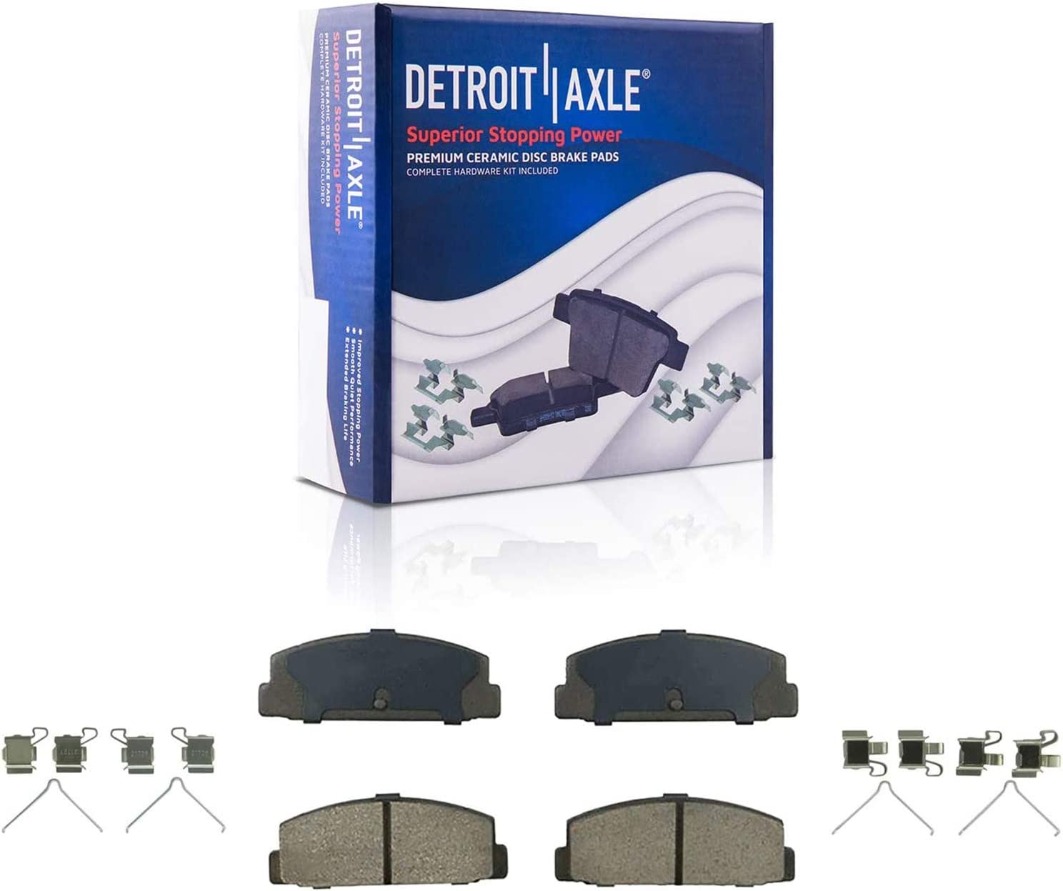 Detroit Axle - Rear Ceramic Brake Pads w/Hardware for 1993 1994 1995 Mazda RX-7 - Main Image