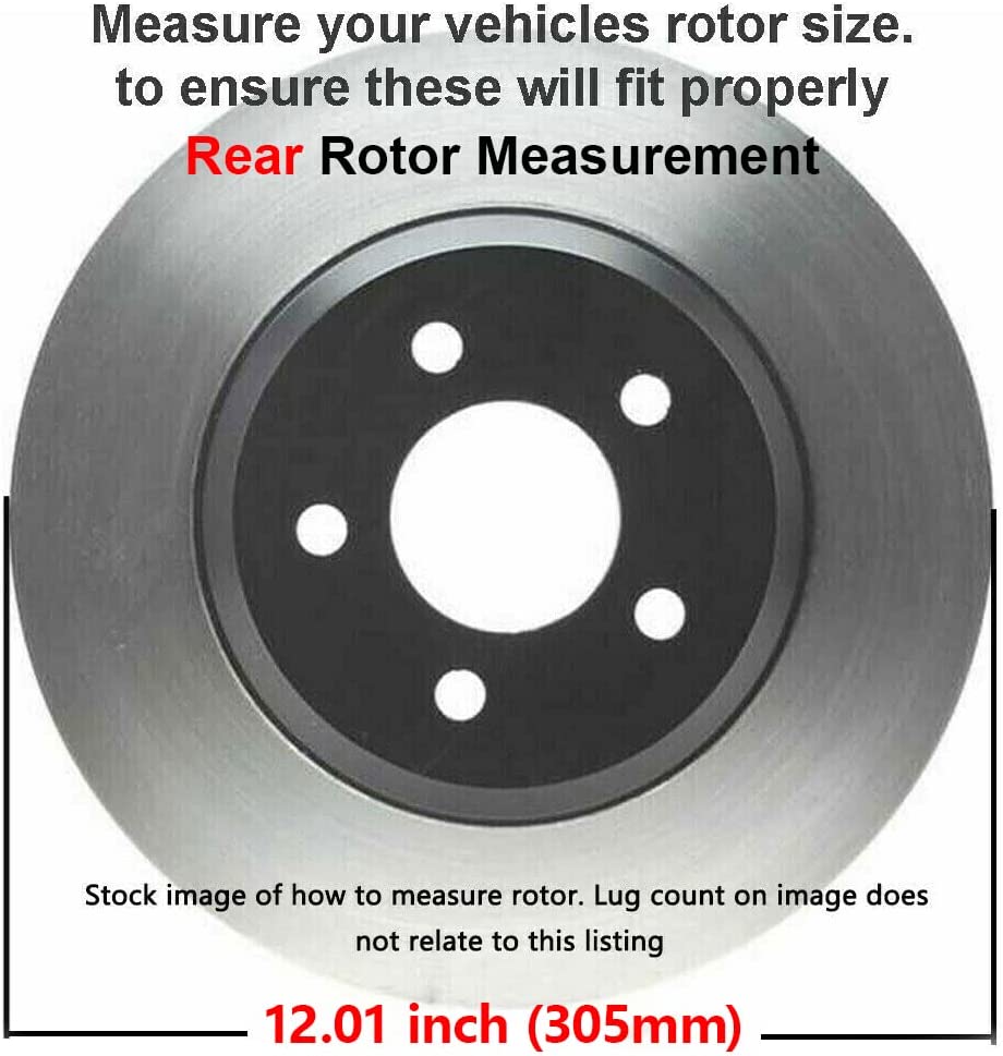 Detroit Axle - 305mm Rear Rotors Brake Pads for Grand Caravan Town Country - 6