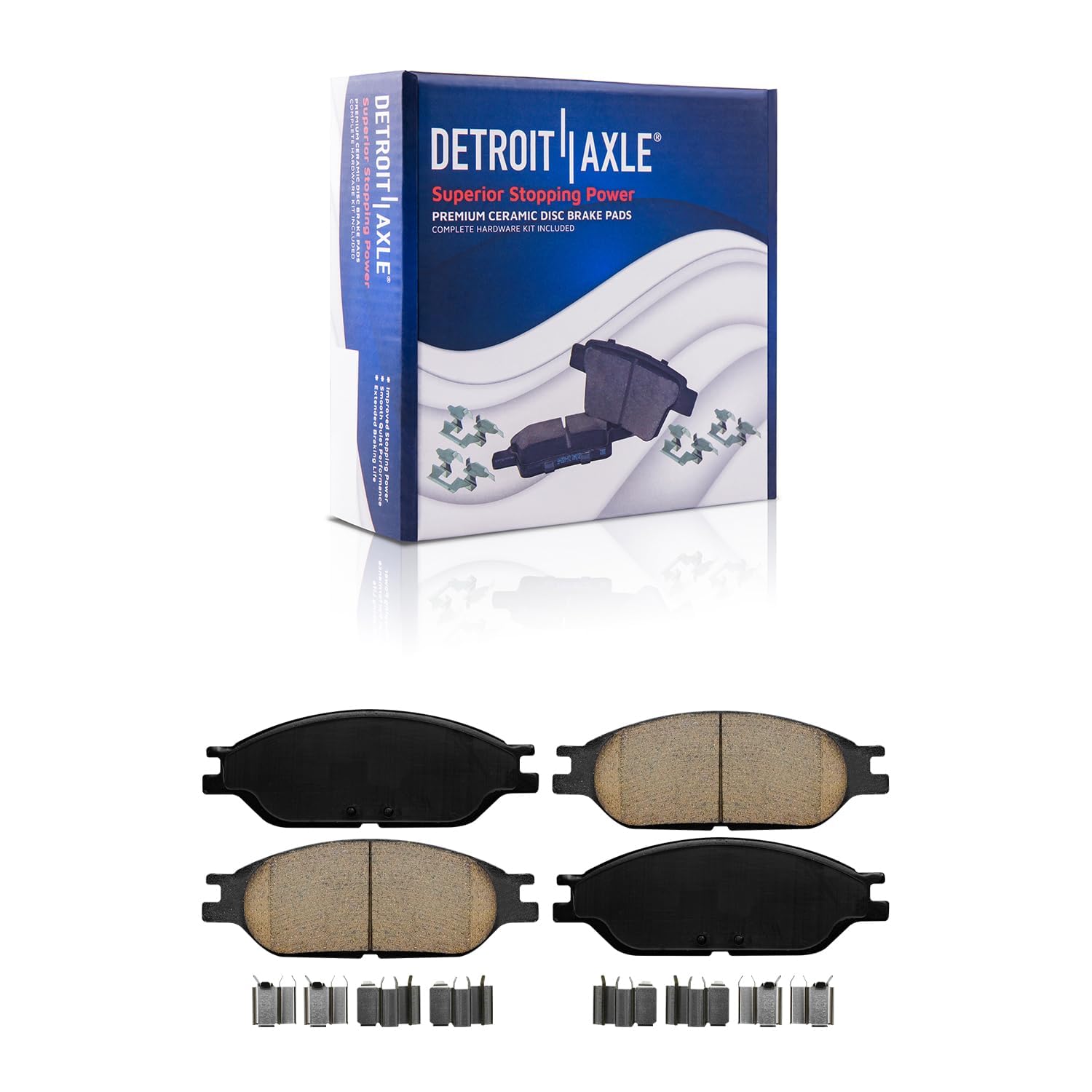 Detroit Axle - Front Disc Rotors Ceramic Brake Pads for 1999-2003 Ford Windstar - 5