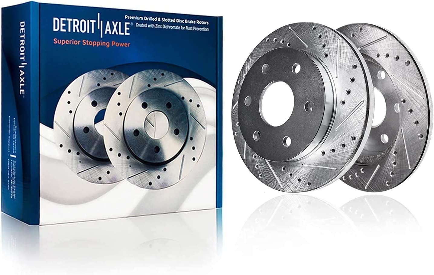 Detroit Axle - Rear Drilled Rotors Brake Pads for 2005 2006 2007-2013 Mazda 3 - 4