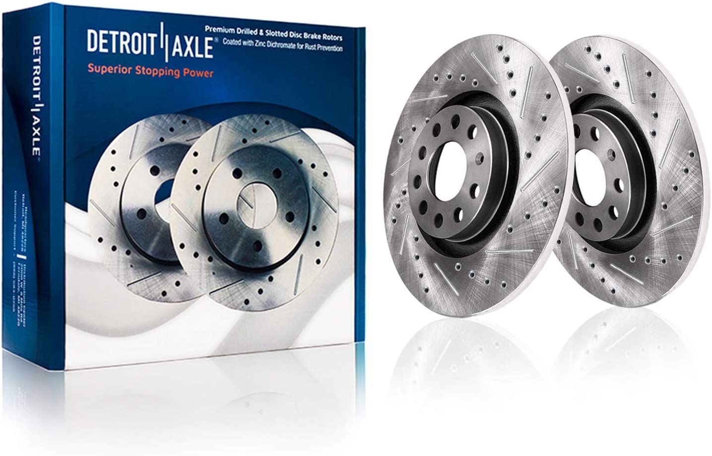 Detroit Axle - 286mm Rear Drilled Brake Rotors for VW GTI Jetta Passat Audi A3 - Main Image