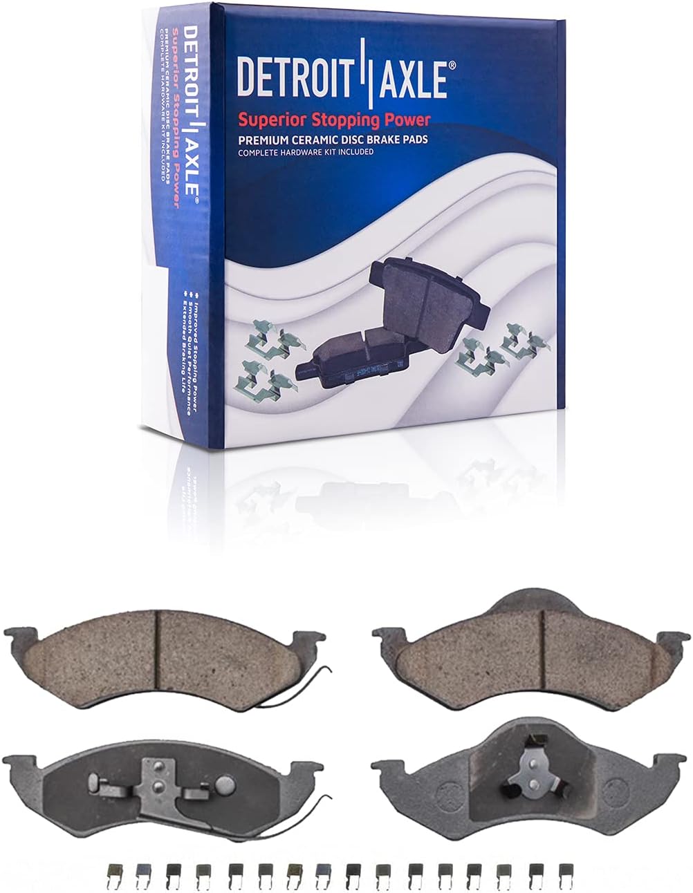 Detroit Axle - Front Drilled Rotors Ceramic Brake Pads for Dodge Dakota Durango - 5