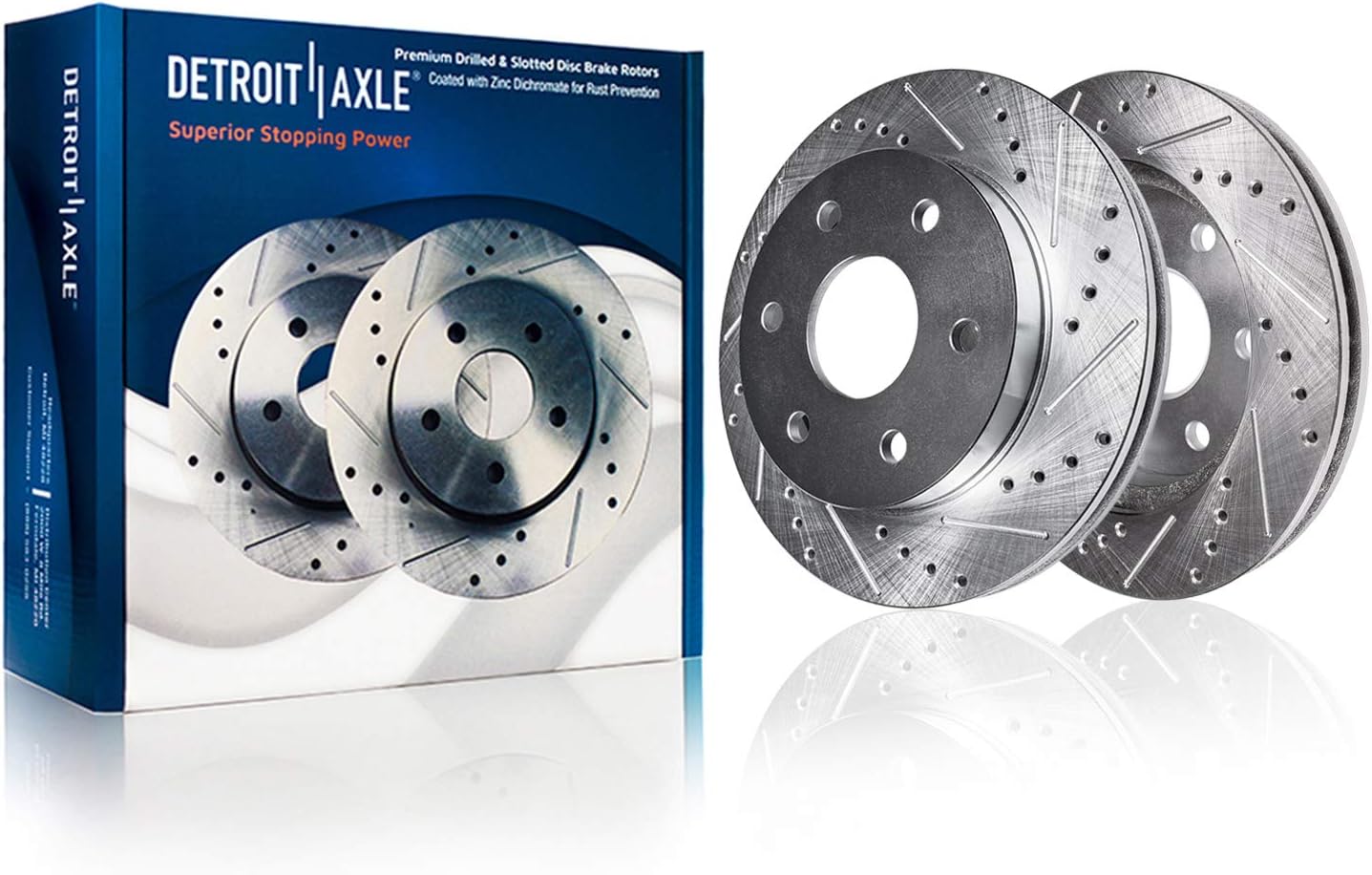 Detroit Axle - Front Drilled Rotors Ceramic Brake Pads for Dodge Dakota Durango - 4