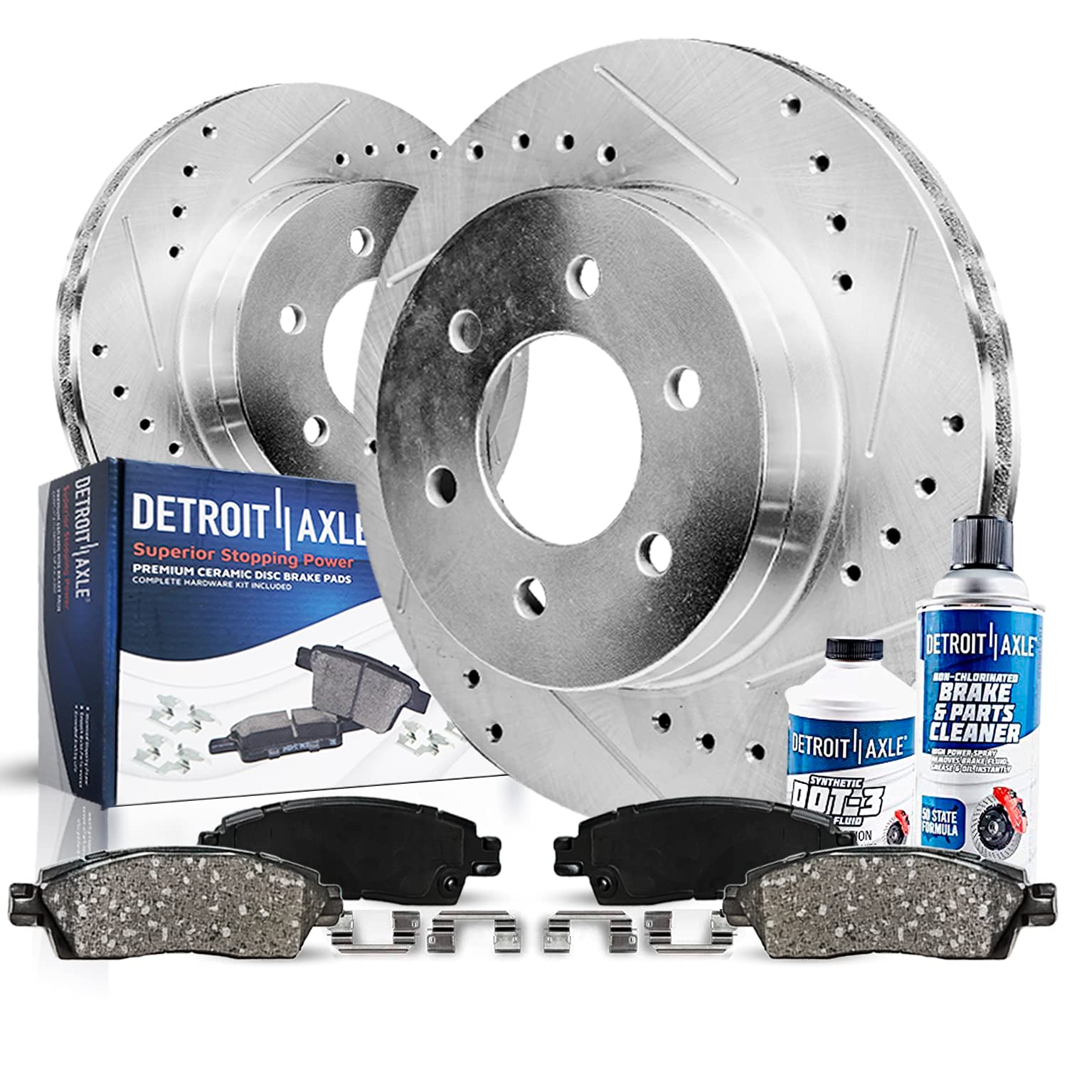 6pc Front Drilled Slotted Rotors and Ceramic Brake Pads Kit