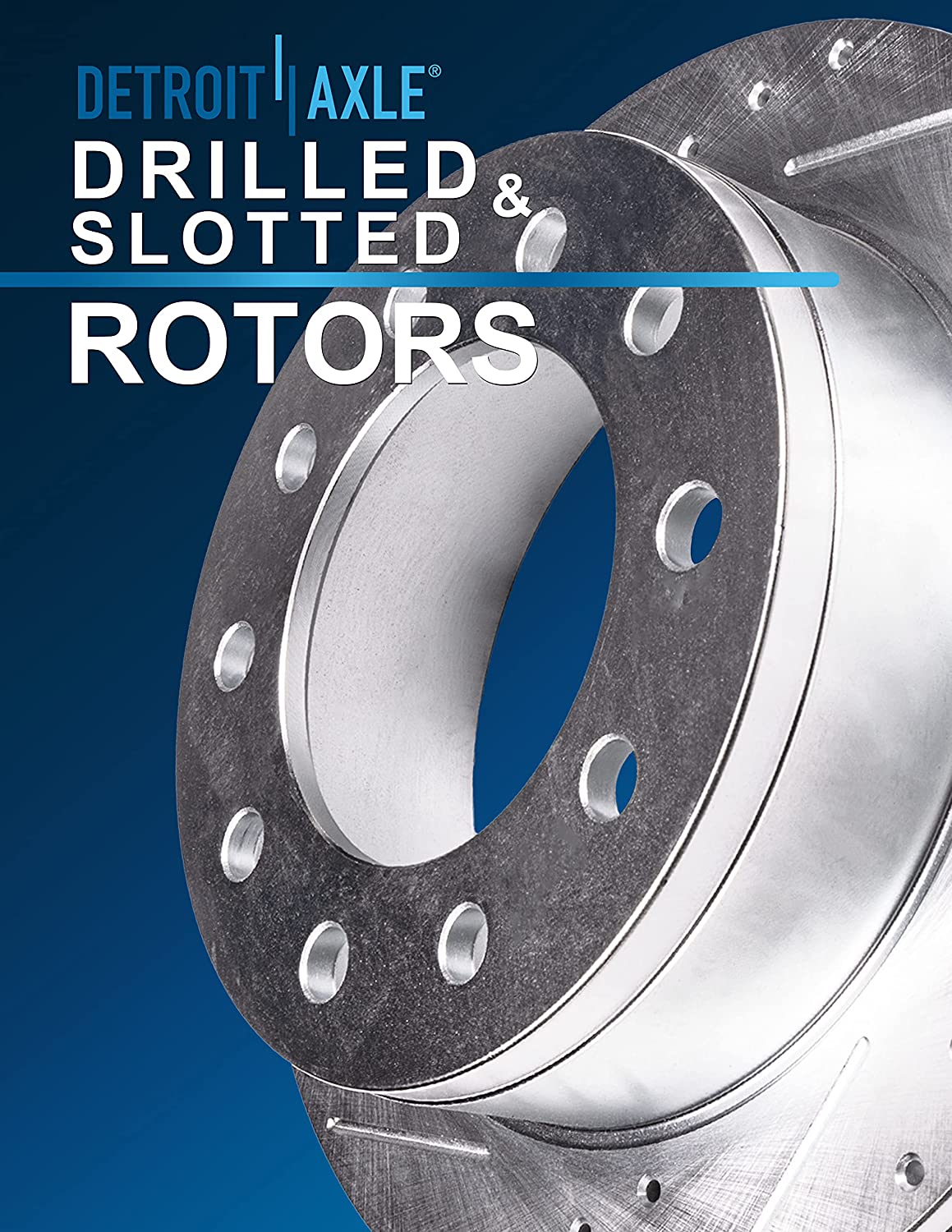 Detroit Axle - 369mm Front Drilled Brake Rotors for F-350 F-450 F-550 Super Duty - 7