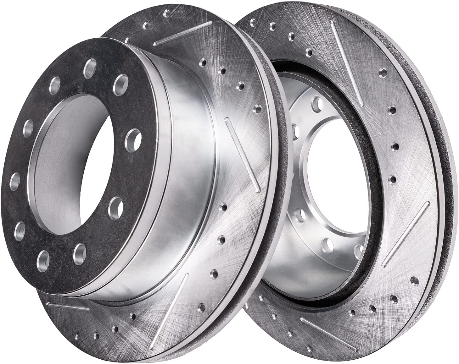 Detroit Axle - 369mm Front Drilled Brake Rotors for F-350 F-450 F-550 Super Duty - 4