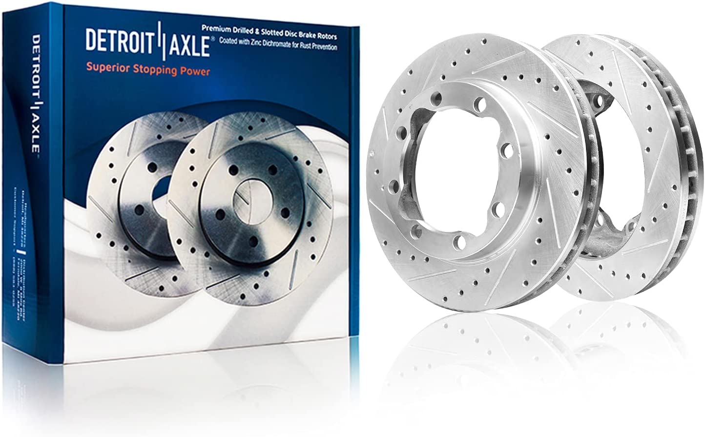 Detroit Axle - Front Drilled Rotors Brake Pads for Dodge Ram 2500 3500 GMC K3500 - 4