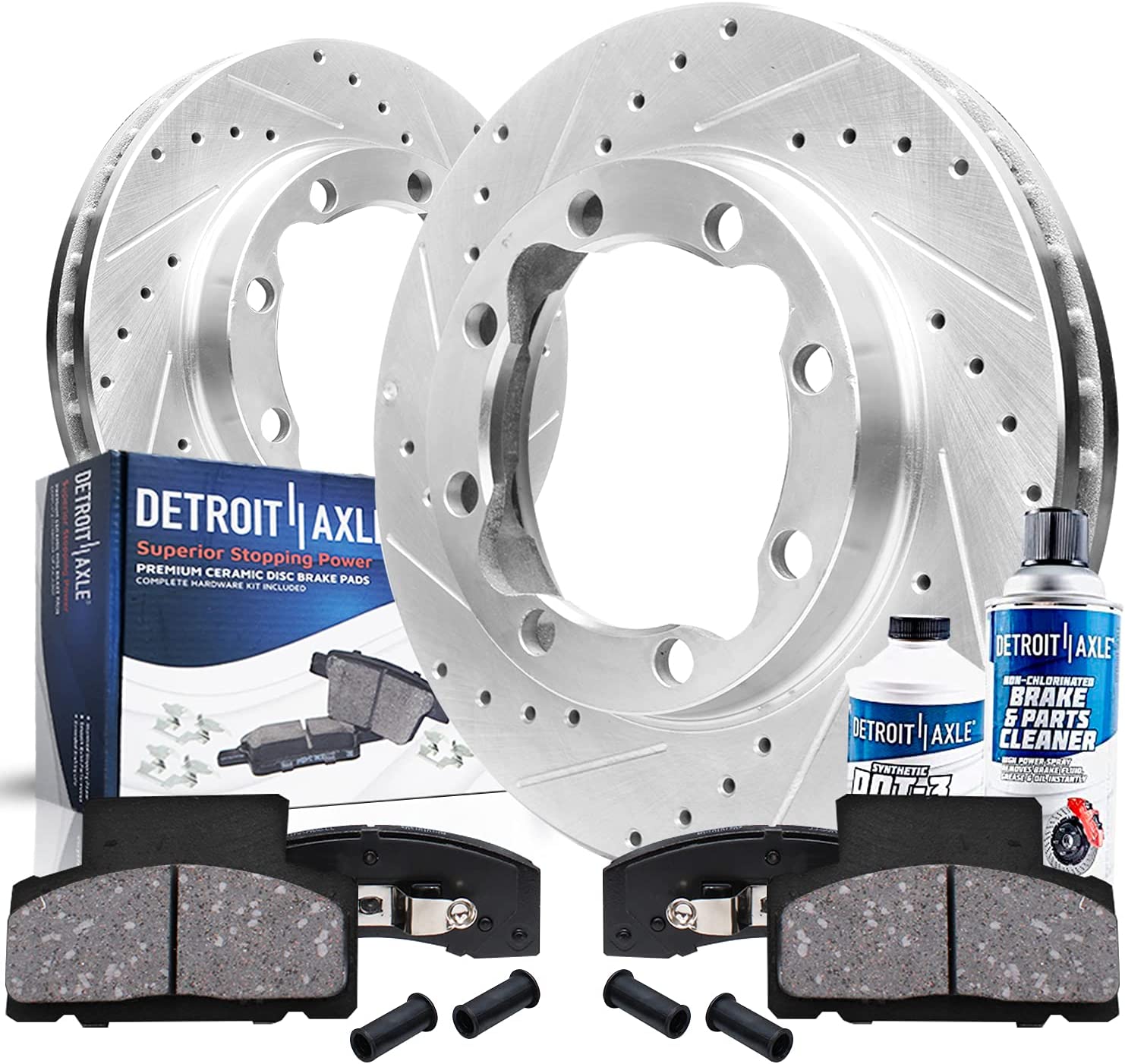 Detroit Axle - Front Drilled Rotors Brake Pads for Dodge Ram 2500 3500 GMC K3500 - Main Image