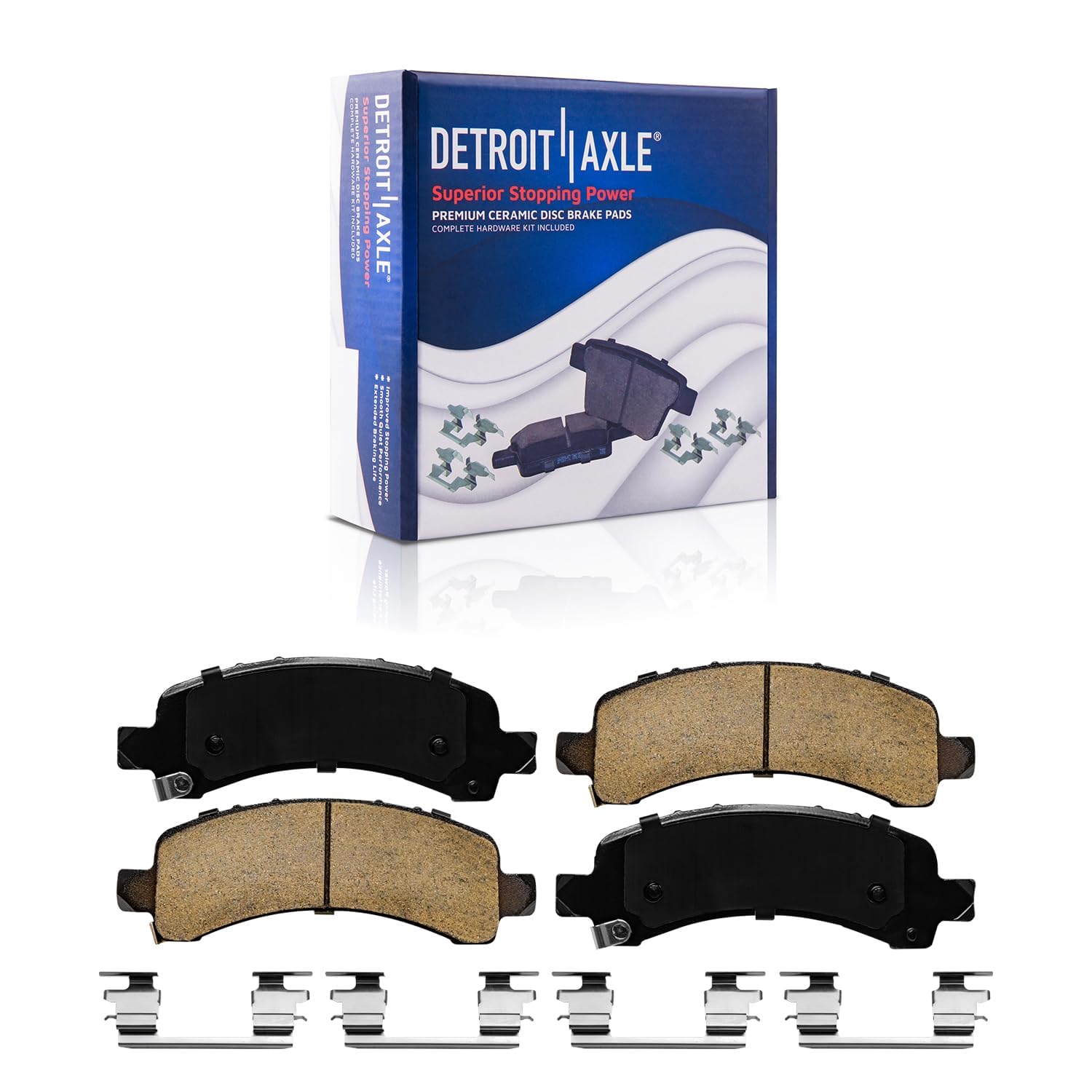 Detroit Axle - Rear Drilled Slotted Rotors Brake Pads for Chevy Suburban 1500 - 5
