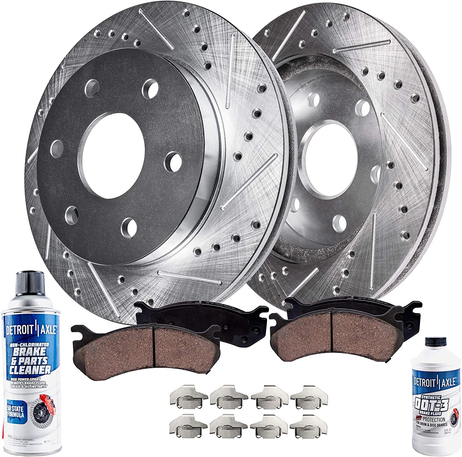 Detroit Axle - Rear Drilled Slotted Rotors Brake Pads for Chevy Suburban 1500 - Main Image