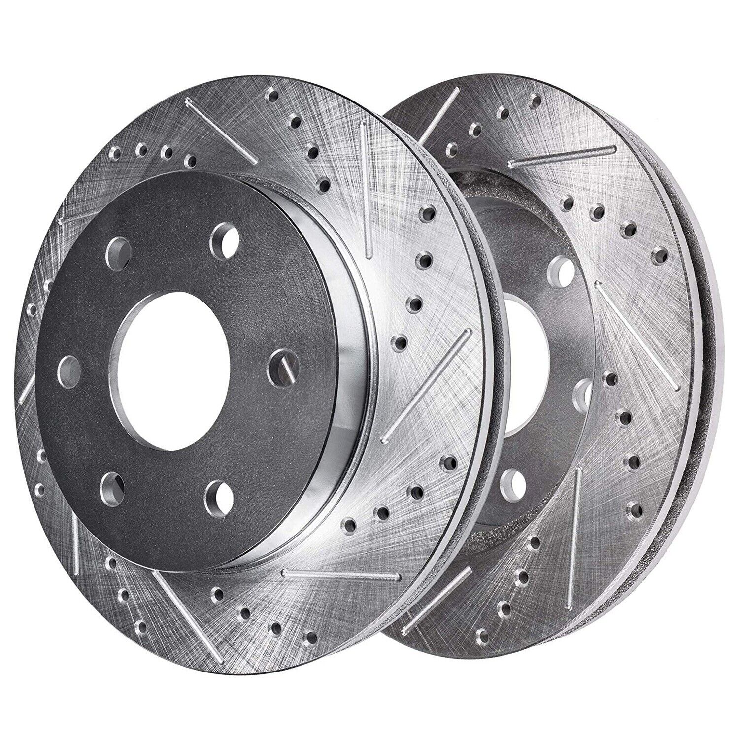 Detroit Axle - 355mm Front Drilled Slotted Brake Rotors for Cadillac STS CTS - 4