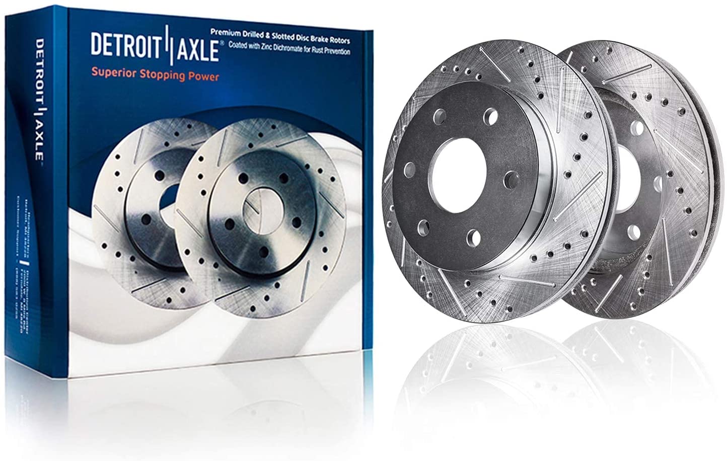 Detroit Axle - 355mm Front Drilled Slotted Brake Rotors for Cadillac STS CTS - Main Image