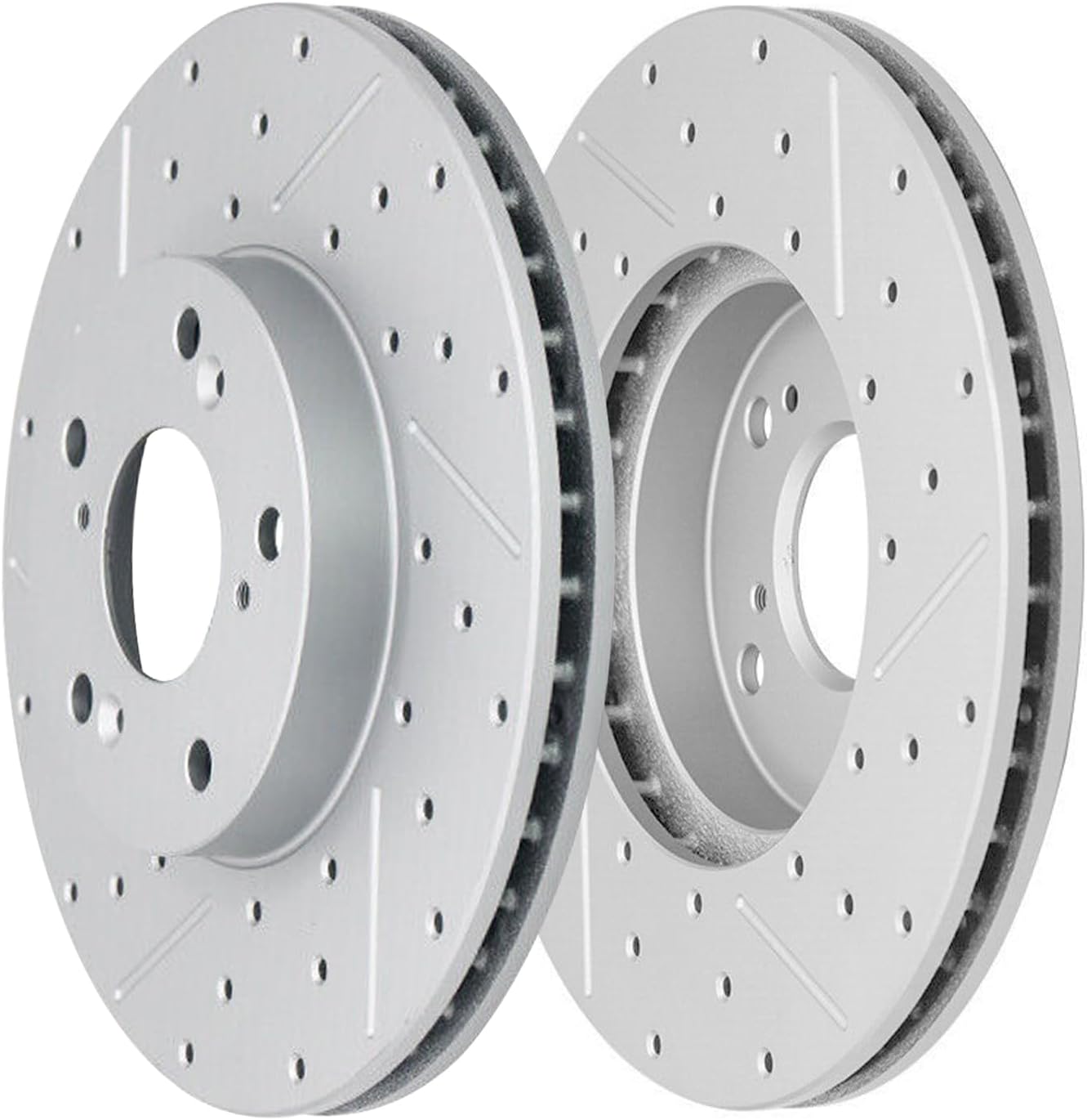 Detroit Axle - Front Drilled and Slotted Brake Rotors for 2014-2020 Acura RLX - 4