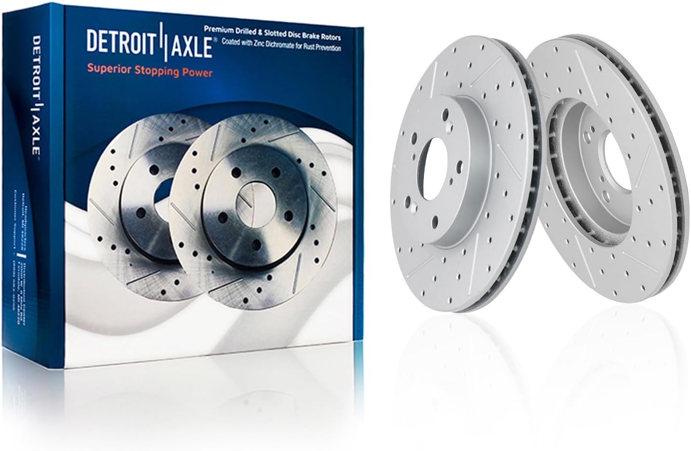Detroit Axle - Front Drilled and Slotted Brake Rotors for 2014-2020 Acura RLX - Main Image