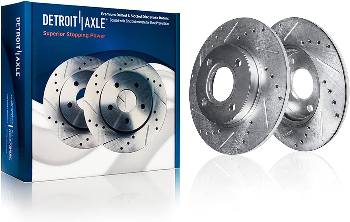 Detroit Axle - Rear Drilled Slotted Brake Rotors for 2014-2016 Chevy Spark EV - Main Image