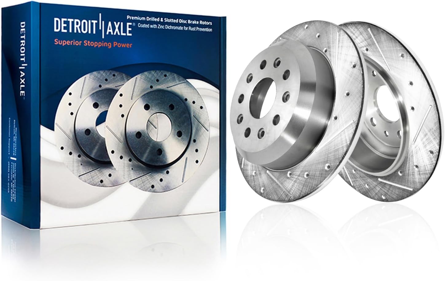 Detroit Axle - Rear Drilled and Slotted Brake Rotors for 2018-2023 Jeep Wrangler - Main Image