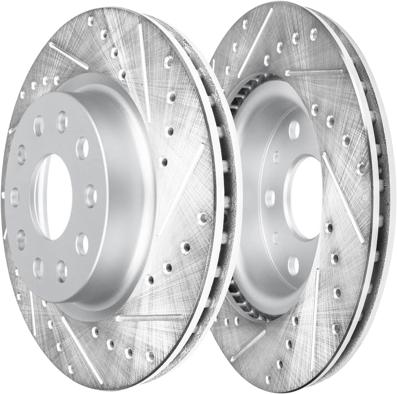 Detroit Axle - Front Drilled Slotted Brake Rotors for 2018-2025 Jeep Wrangler - 4