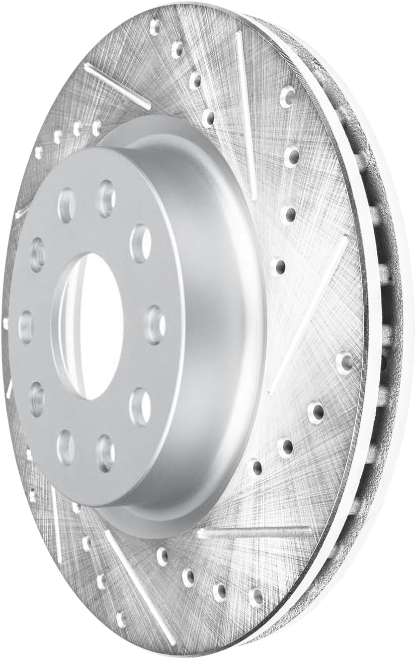 Detroit Axle - Front Drilled Slotted Brake Rotors for 2018-2025 Jeep Wrangler - 5