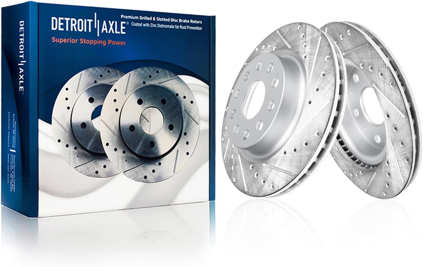 Detroit Axle - Front Drilled Slotted Brake Rotors for 2018-2025 Jeep Wrangler - Main Image