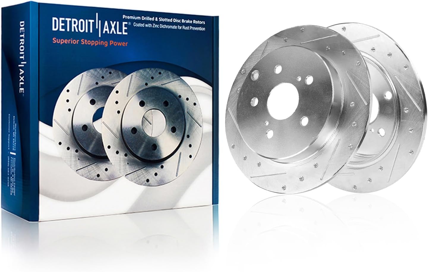 Detroit Axle - Rear Drilled and Slotted Brake Rotors for Toyota Mirai Prius V - Main Image