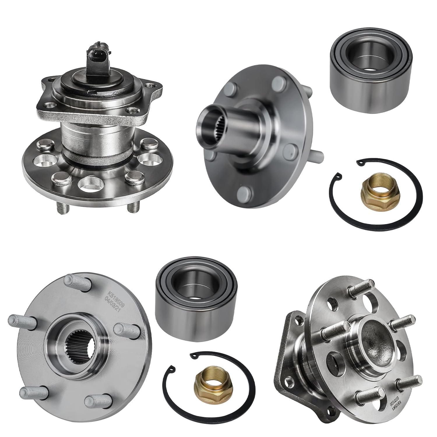 4pc Front & Rear Wheel Hub and Bearings Kit