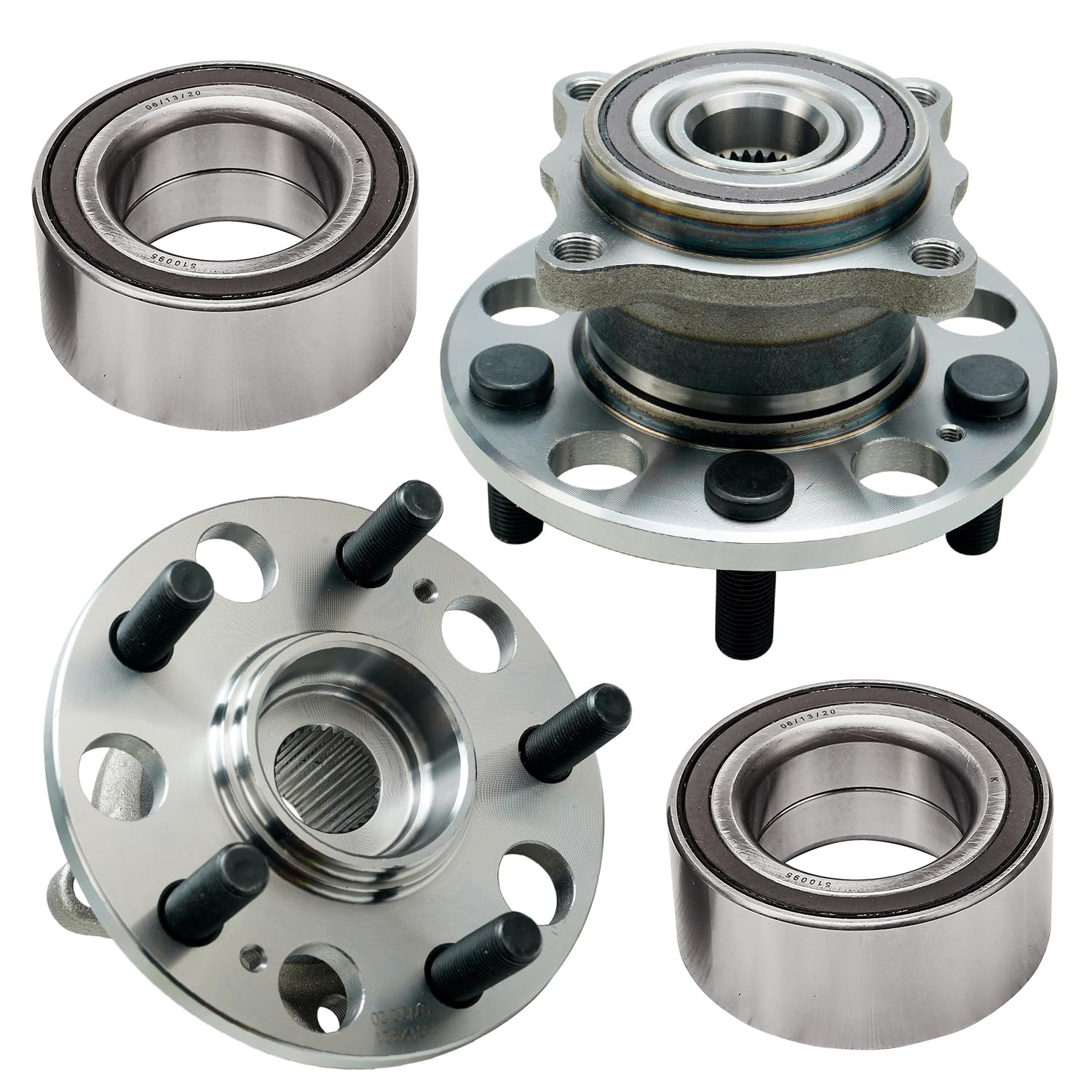 4pc Front Wheel Bearings Rear Wheel Hub and Bearings Kit