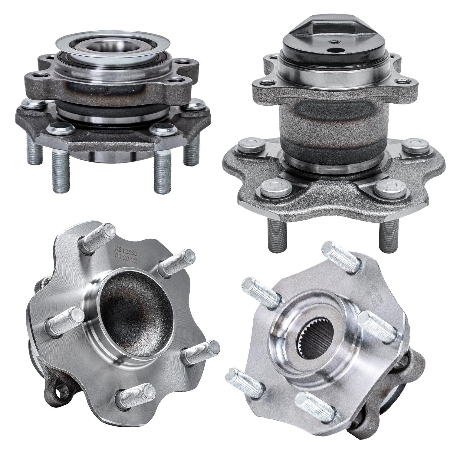 4pc Front & Rear Wheel Hub and Bearings Kit