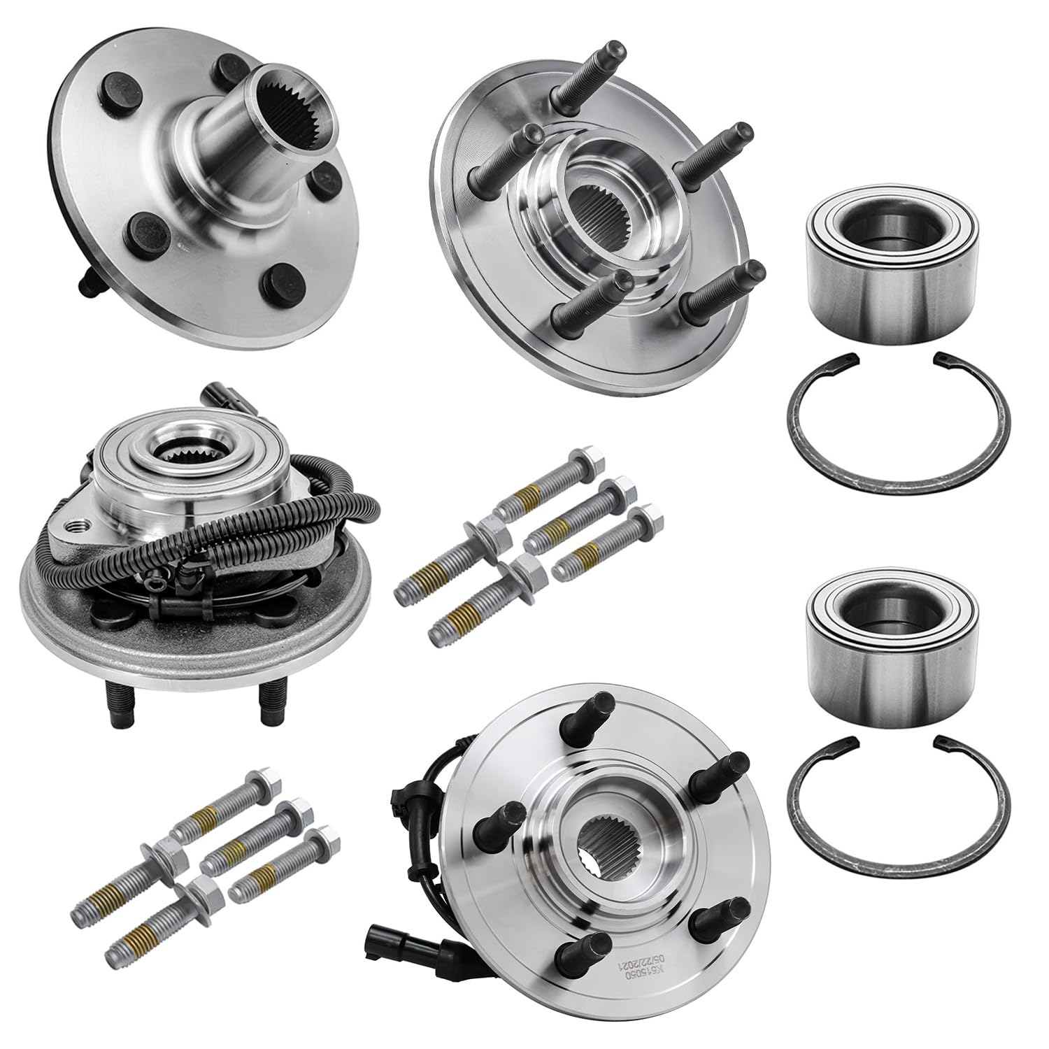 4pc Front & Rear Wheel Hub and Bearings Kit