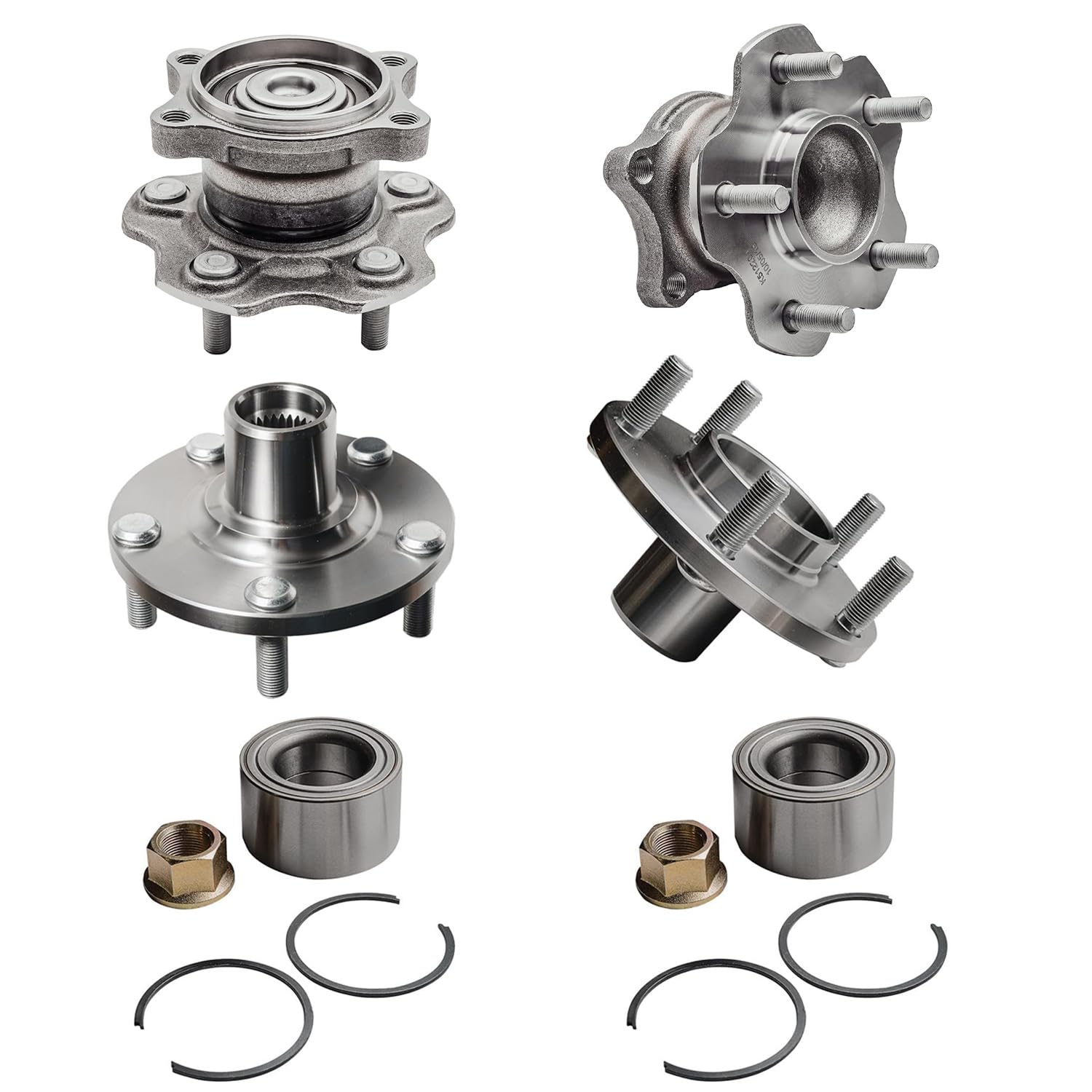 4pc Front & Rear Wheel Hub and Bearings Kit
