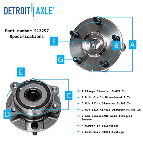 Detroit Axle - Front  Rear Wheel Hub and Bearings for Toyota Rav4 Corolla IM TC — image 6